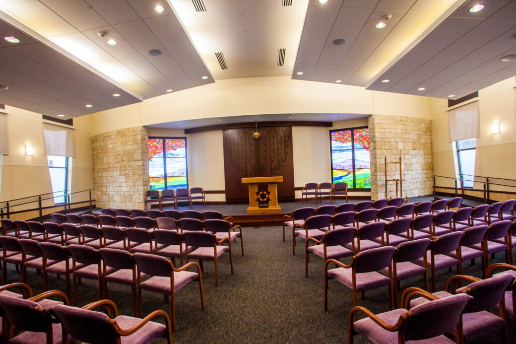 Chapel with rows of chairs